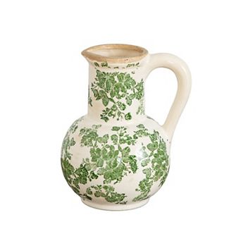nearly natural Floral Tuscan Ceramic Green Scroll Jar