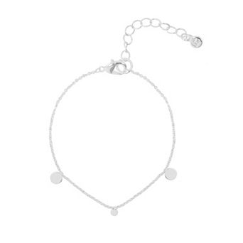 LC Lauren Conrad Silver Tone Polished Metal Discs Pull Tie Bracelet