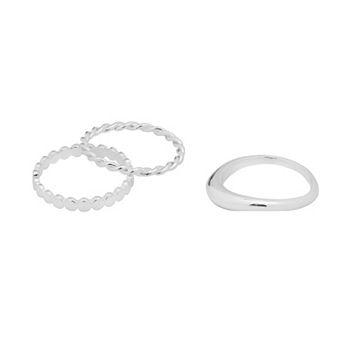LC Lauren Conrad Silver-Tone Metal 3 pc Mixed-Texture Ring Set