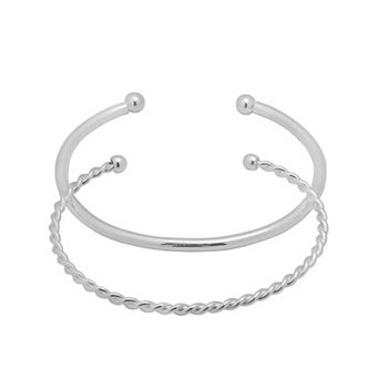 LC Lauren Conrad Silver Tone 2 pc Cuff Bracelet Set