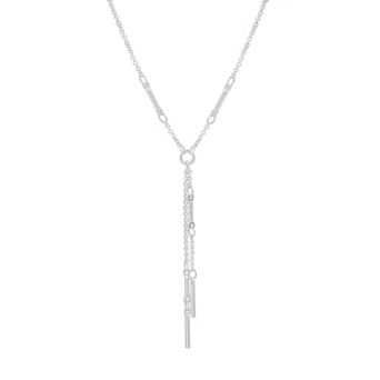 LC Lauren Conrad Silver Tone Delicate Sleek Bar Y Pendant Necklace