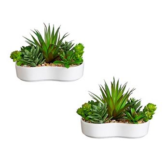 nearly natural 5-Inch Artificial Succulent Garden Table Decor - Set of 2