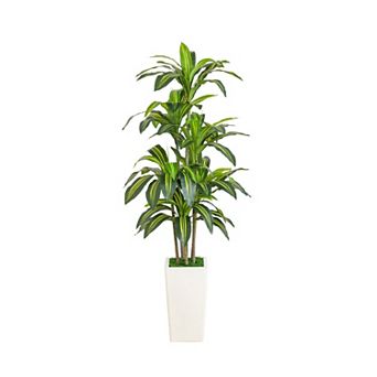 nearly natural Artificial Real Touch Dracaena 5-Foot Floor Plant in Decorative Planter