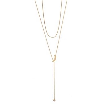 LC Lauren Conrad Gold-Tone Crescent Moon Layered Necklace