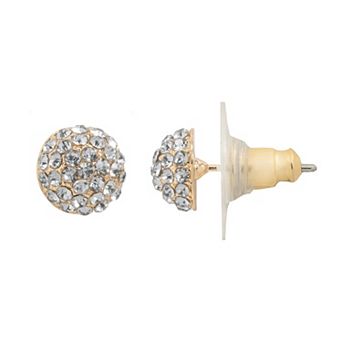 LC Lauren Conrad Gold-Tone Pave Ball Button Earrings