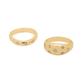 LC Lauren Conrad 2 pc Gold-Tone Crystal Ring Set