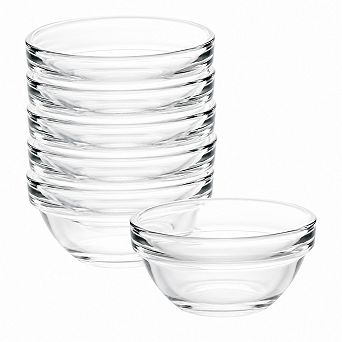 1.5 Oz Clear Glass Mini Prep Dishes Set Of 6 Stackable Dishwasher Safe For Salt Spices