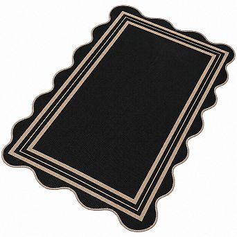 Neutral Jute Outdoor Rug Non Slip Washable Low Pile Farmhouse Versatile