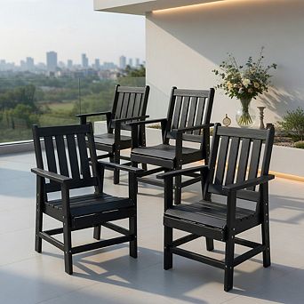Set of 4 Patio Dining Chairs with Wide Armrests