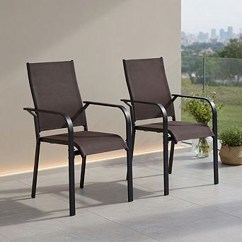 Patio Dining Chairs Set of 2/4/6 Stackable Outdoor Armchairs-Set of 2