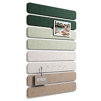 Felt Strip Bulletin Board 8-Pack 13"x2" with 50 Push Pins Adhesive Wall Organizer for Home Office