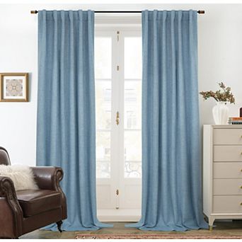 DriftAway 100% Blackout Linen Textured Curtains Double Layer Drape Farmhouse Thermal Insulated