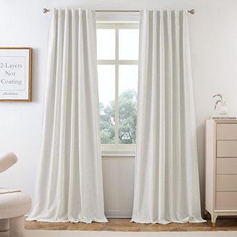 DriftAway 100% Blackout Linen Textured Curtains Double Layer Drape Farmhouse Thermal Insulated