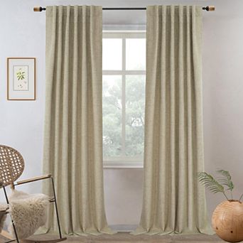 DriftAway 100% Blackout Linen Textured Curtains Double Layer Drape Farmhouse Thermal Insulated