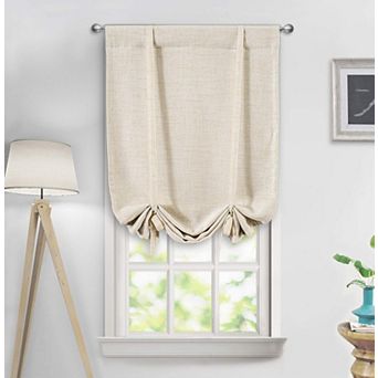 DriftAway Double Layer Linen Textured Blackout Tie Up Curtains Thermal Insulated Balloon Roman Shade