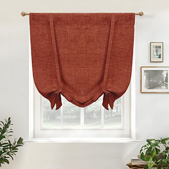 DriftAway Double Layer Linen Textured Blackout Tie Up Curtains Thermal Insulated Balloon Roman Shade