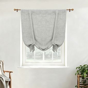 DriftAway Double Layer Linen Textured Blackout Tie Up Curtains Thermal Insulated Balloon Roman Shade