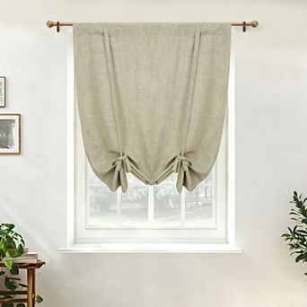 DriftAway Double Layer Linen Textured Blackout Tie Up Curtains Thermal Insulated Balloon Roman Shade