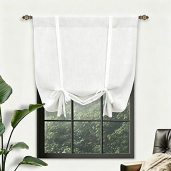 DriftAway Double Layer Linen Textured Blackout Tie Up Curtains Thermal Insulated Balloon Roman Shade