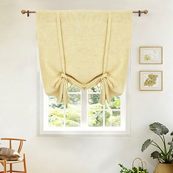 DriftAway Double Layer Linen Textured Blackout Tie Up Curtains Thermal Insulated Balloon Roman Shade