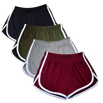 4-Pack Womens Cotton Yoga Dance Athletic Shorts For Sports Cycling Hiking