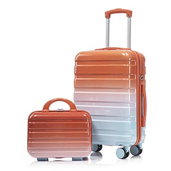 2 pc 14"/20" Carry-On Luggage, PC Spinner Gradient Color & Combination Lock
