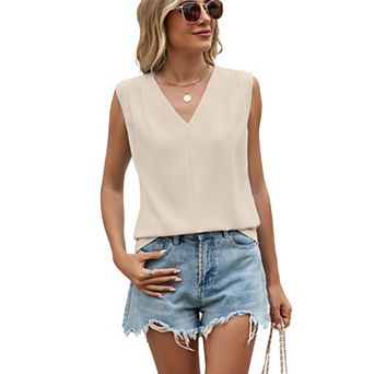 Women's Solid Loose Comfortable V-Neck Sleeveless Top