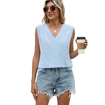 Women's Solid Loose Comfortable V-Neck Sleeveless Top