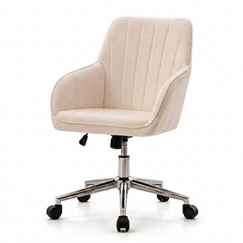 Modern Velvet Office Chair with Adjustable Height, Swivel Metal Base and Ergonomic Backrest