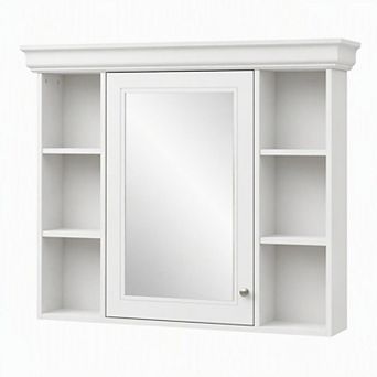 35 x 28 Inch Wall Mounted Bathroom Cabinet with Mirror Door and 6 Shelves