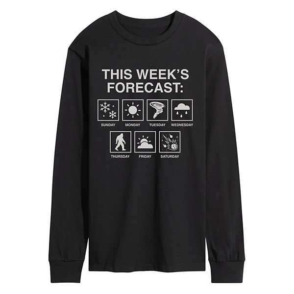 Big & Tall “This Week's Forecast” Sasquatch Weather Long Sleeve Graphic Tee