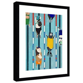 Guinea Pigs at London Fields Lido by Hanna Melin Wood Framed Wall Art Print