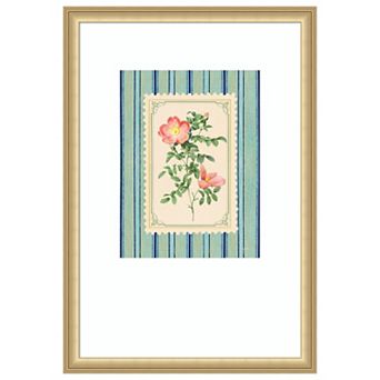 Vintage Striped Flowers II by Mary Urban Wood Framed Wall Art Print