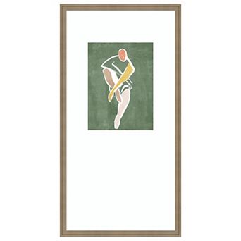 Seated Figure on Green II by Hannah Dawson Wood Framed Wall Art Print