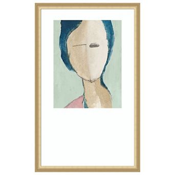 Faceless Presence in Blue by Eli Jones Wood Framed Wall Art Print