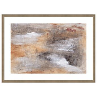 Earthy Whispers in Brushstrokes I by J:L Design Wood Framed Wall Art Print