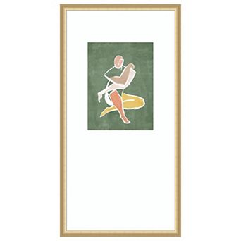 Seated Figure on Green I by Hannah Dawson Wood Framed Wall Art Print