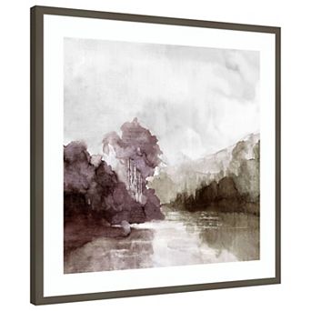 Misty Riverbank Reflections by PI Studio Wood Framed Wall Art Print