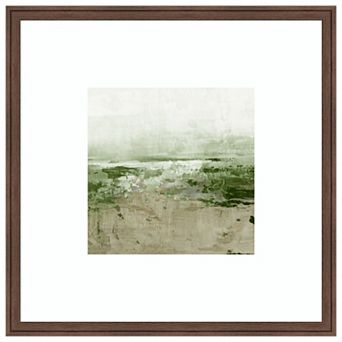 Muted Landscape in Greens by Emma Peal Wood Framed Wall Art Print