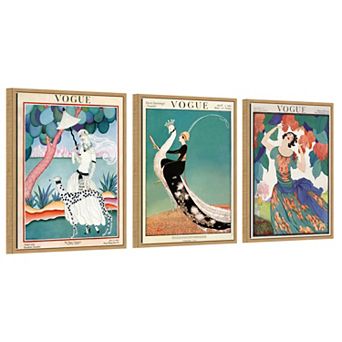 Amanti Art Vintage Fashion Covers 3 pc by Wild Apple Portfolio Framed Canvas Wall Art Set