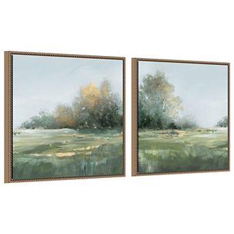 Amanti Art Misty Morning in the Meadow 2 pc by PI Studio Framed Canvas Wall Art Set