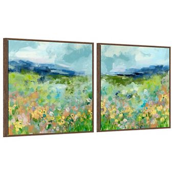 Amanti Art Charmed Meadow 2 pc by June Erica Vess Framed Canvas Wall Art Set