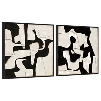 Amanti Art Contrasting Shapes Motion 2 pc by Hannah Dawson Framed Canvas Wall Art Set