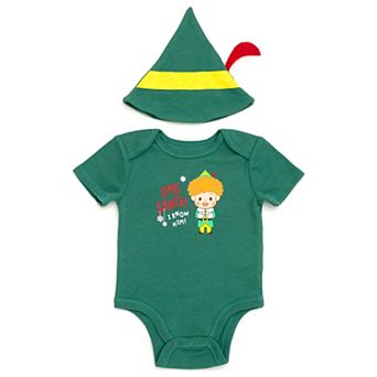 Elf Christmas Bodysuit and Hat Set