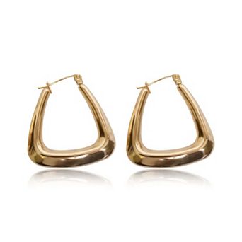 Jewels by Sunaina Lena Geometric Hoop Earrings for Women, 18K Gold Plated Stainless Steel Waterproof