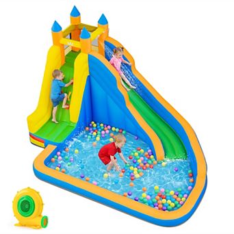 Costway Inflatable Water Slide Park 3-in-1 Kids Inflatable Bounce House with 680W Blower