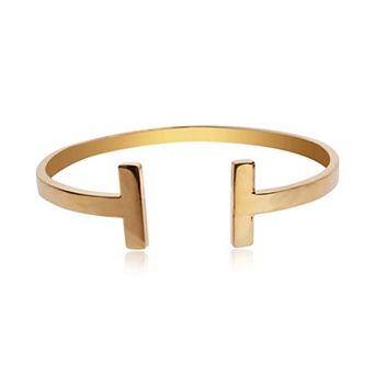 Jewels by Sunaina Cleo Open Cuff Bracelet, 18K Gold Plated Stainless Steel Geometric Design