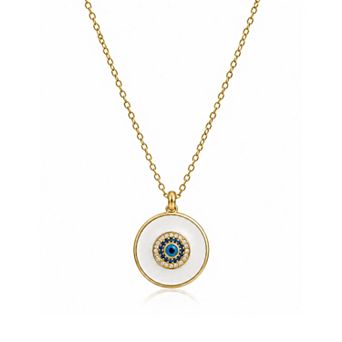 Jewels by Sunaina Cyra Evil Eye Necklace for Women, Yellow Gold Plated 925 Sterling Silver