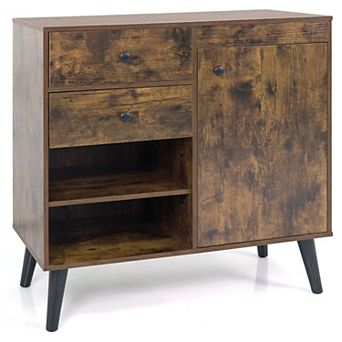 Costway Buffet Cabinet with Storage, 31” Sideboard Credenza with Door, Open Compartments
