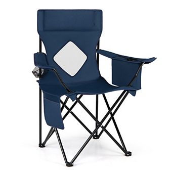 Costway Folding Camping Chair with Mesh Fabric Backrest, Solid Metal Frame & Carrying Bag